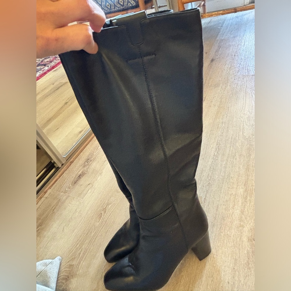 Aquatalia Florianne Black Leather High-Heel Boots